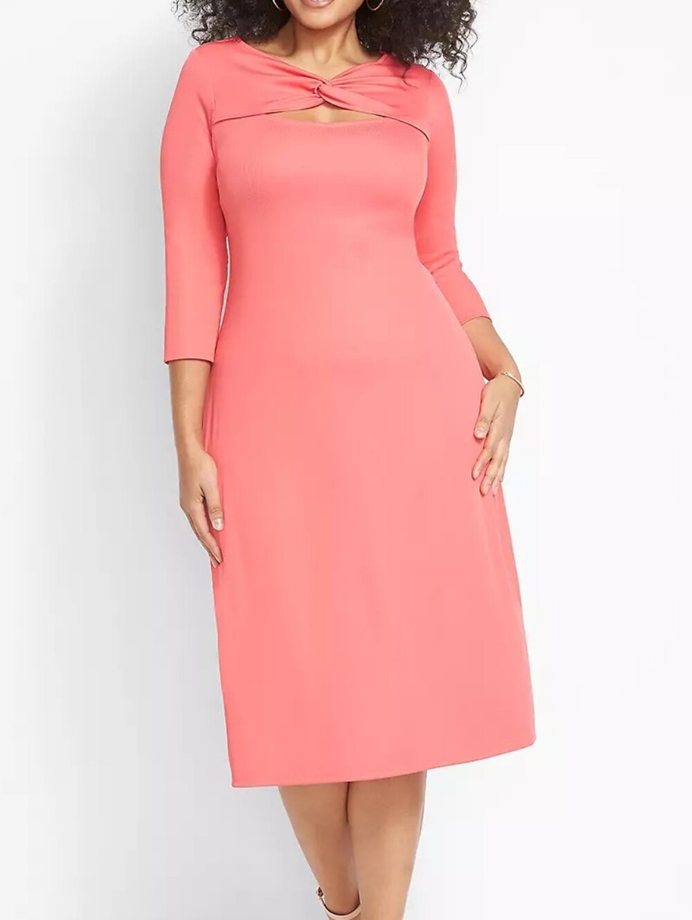 22/24 NWT Lane Bryant Pink Ribbed Stretchy Midi Dress